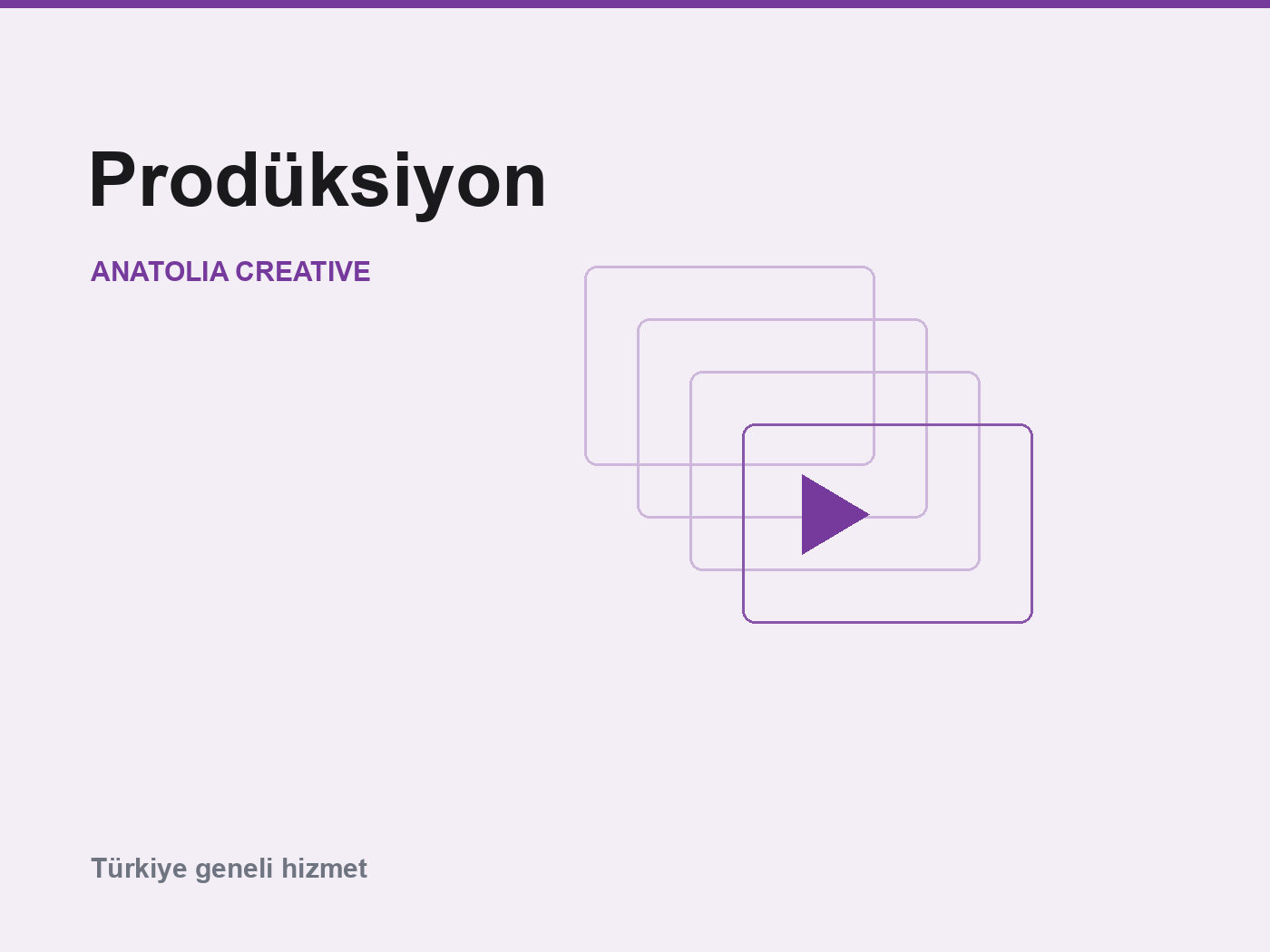 Prodüksiyon hizmetleri kategorisini temsil eden kare ve oynat deseni