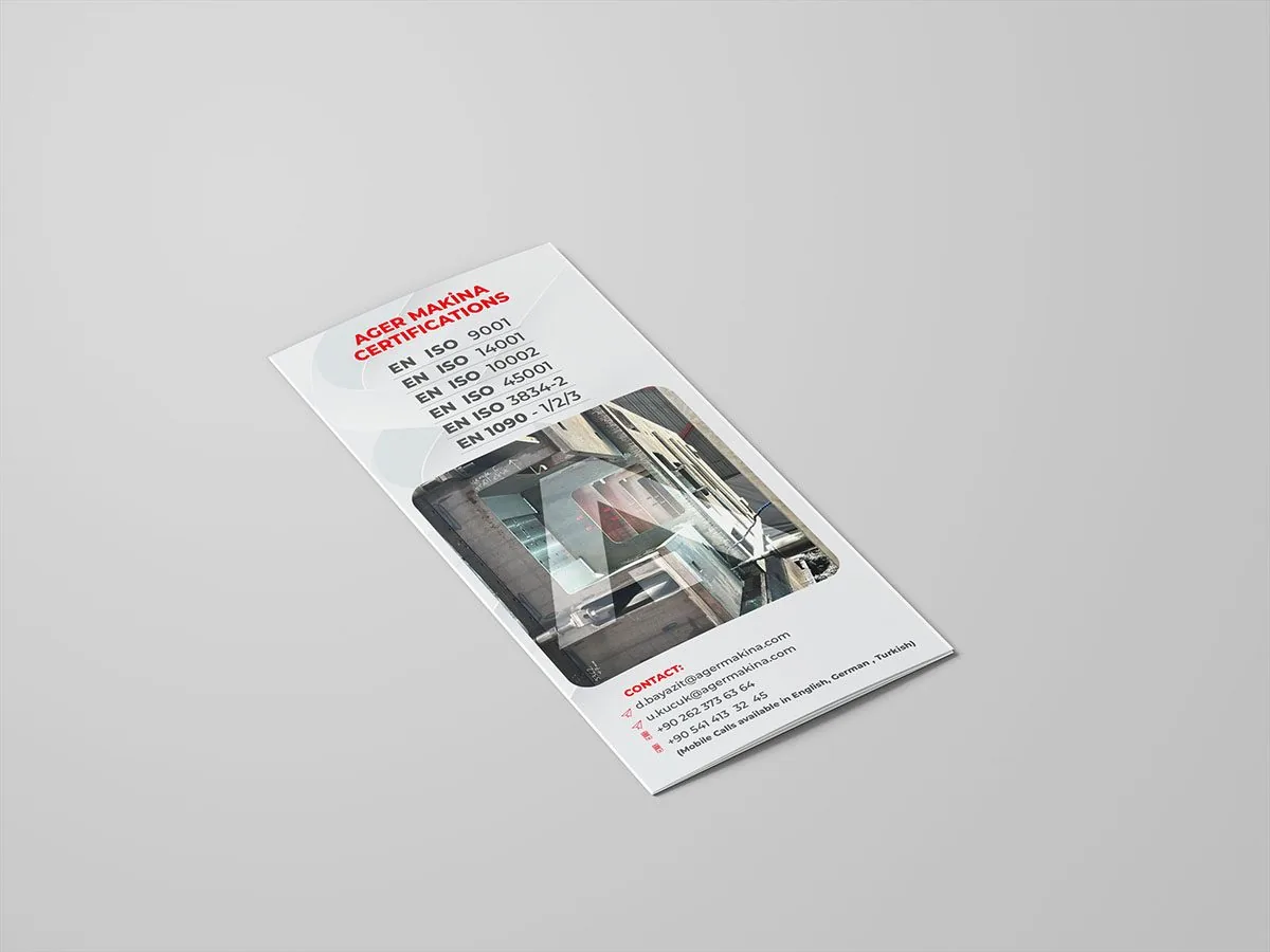 Ager Makine için hazırlanan ambalaj & katalog çalışmasından 6. görsel (toplam 6)