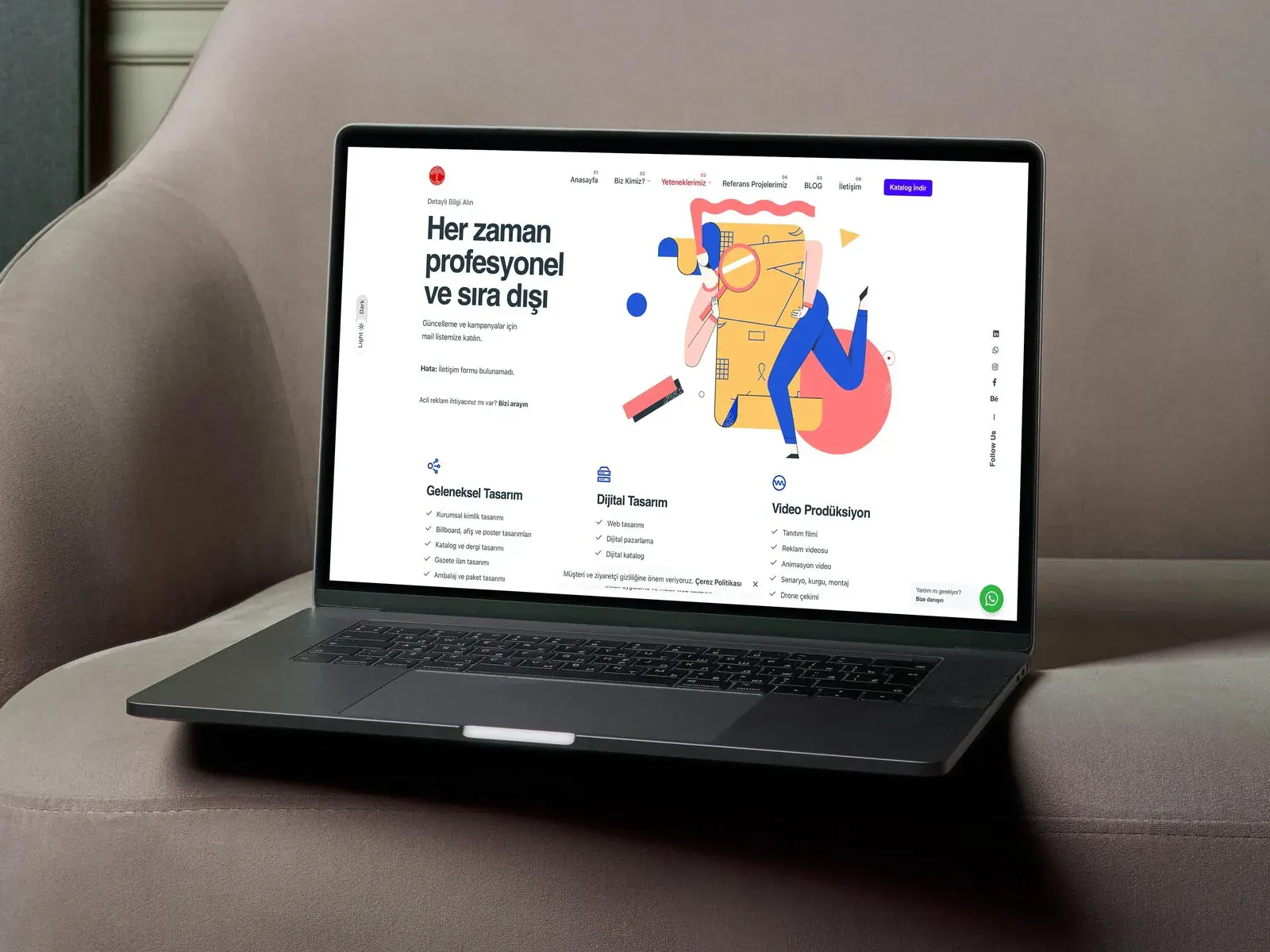Web Siteleri için hazırlanan web & dijital çalışmasından bir kare